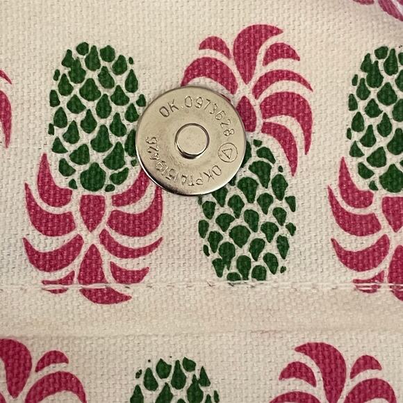 Rock Flower Paper Pineapple Motif Tote Bag Canvas Beach Errands Shopping Bag - Picture 7 of 8